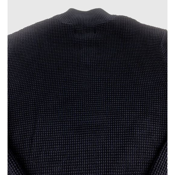 Chaps‎ Men's Sweater Large Cable Knit Mock Neck Quarter Button Pullover Blue - Picture 12 of 14